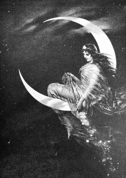 The Lunar Fairy Illustration from 19th century vintage women stock illustrations