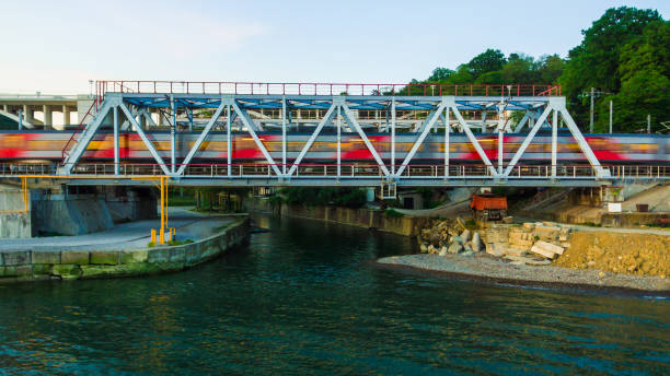 istock Drone view of railway bridge 964962460