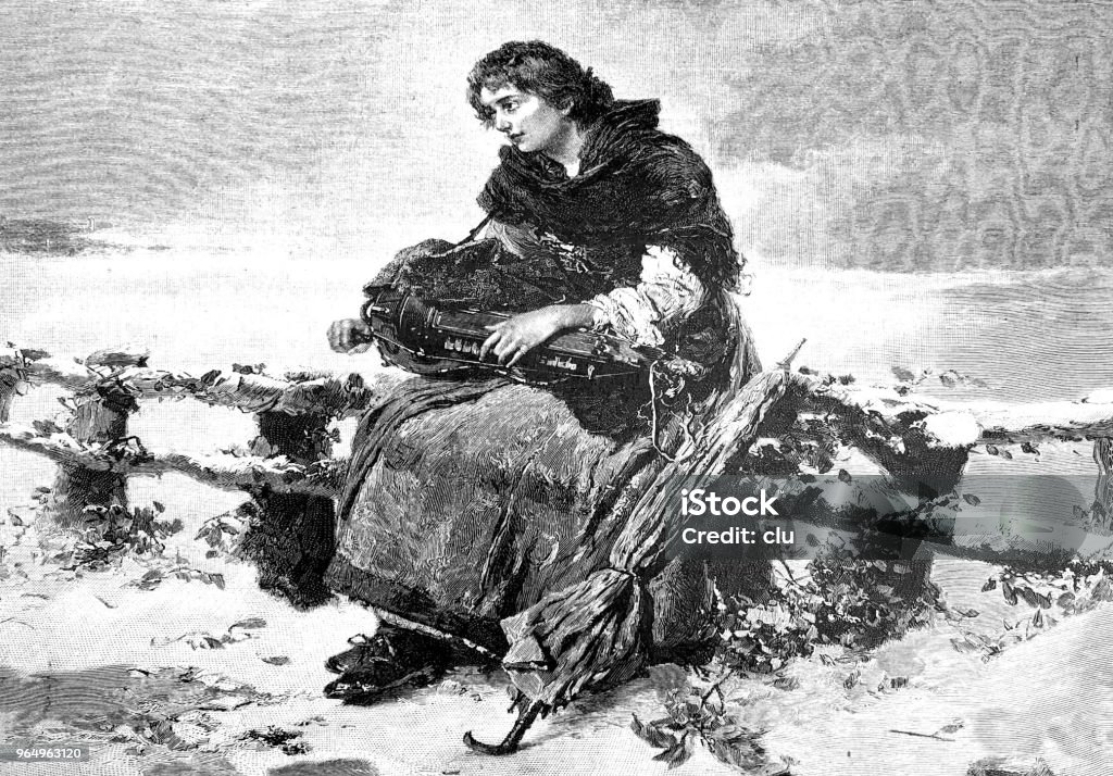 Woman all alone in the wide world Illustration from 19th century 1890-1899 stock illustration