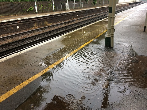 Flooded train platform