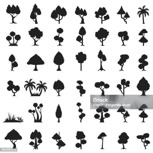 Tree Icon Set Stock Illustration - Download Image Now - Tree, Icon Symbol, Vector