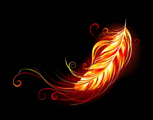 flammende feder - aflame stock-grafiken, -clipart, -cartoons und -symbole