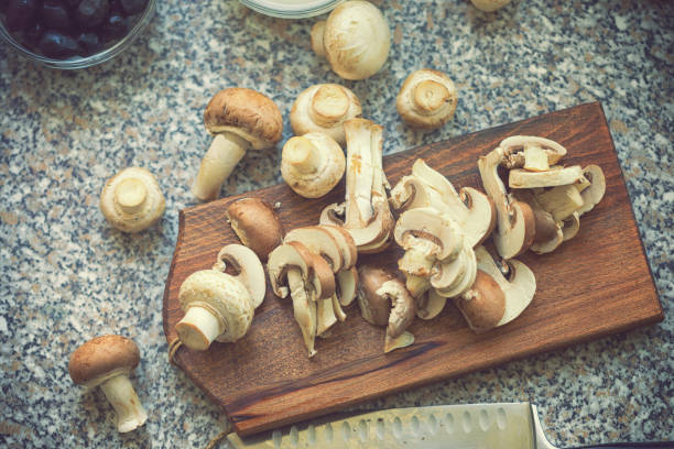 Fresh chopped Portobello mushrooms