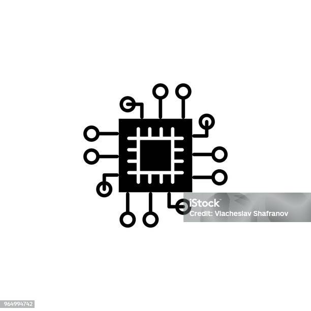 Engineering Circuit Black Icon Concept Engineering Circuit Flat Vector Symbol Sign Illustration Stock Illustration - Download Image Now
