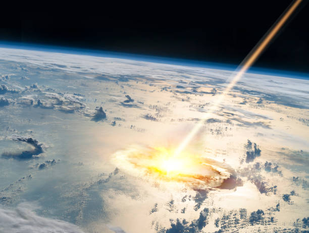 Asteroid Impact Collision of an asteroid with the Earth meteor photos stock pictures, royalty-free photos & images