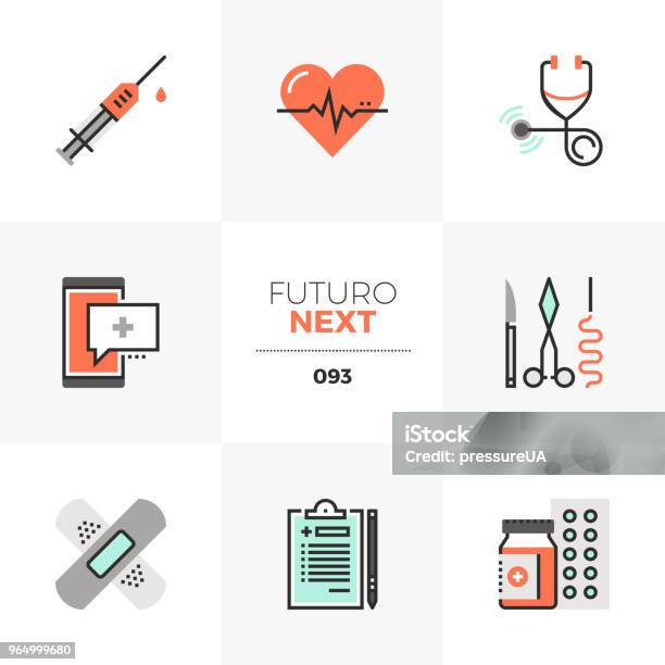 Healthcare Futuro Next Icons Stock Illustration - Download Image Now - Icon Symbol, Healthcare And Medicine, Medical Exam