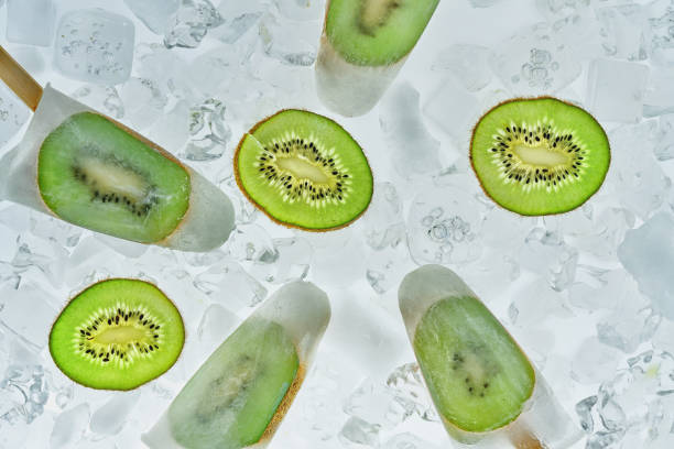 Homemade Kiwi Fruit Popsicle's on Ice
