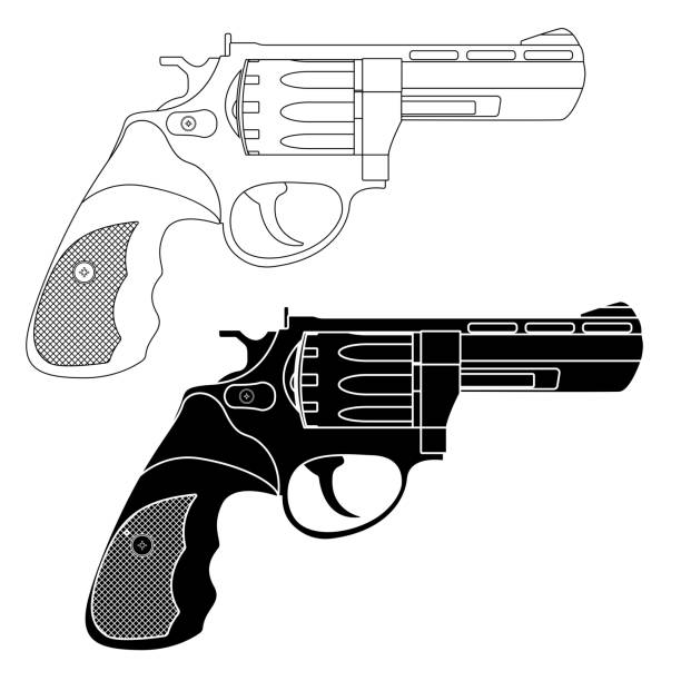 Ilustración de Revolver Dibujos De Contorno De Blanco Y Negro y más  Vectores Libres de Derechos de Arma - Arma, Arma de mano, Armamento - iStock