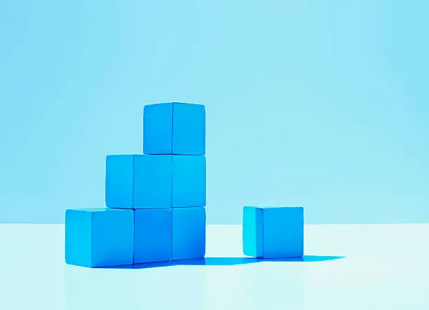 Photo of Stack of blue blocks