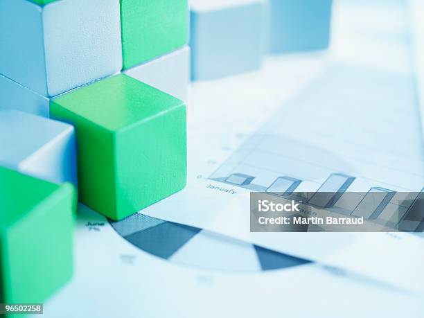 Blocks On Paper Charts Stock Photo - Download Image Now - Chart, Cube Shape, Data