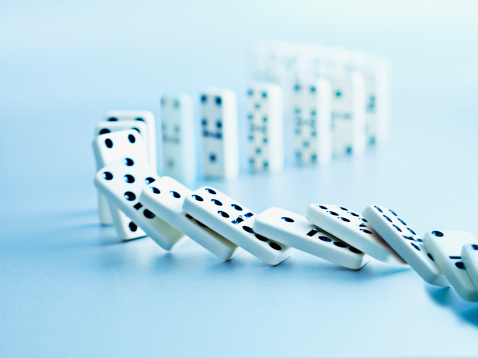 Dominoes on the game table