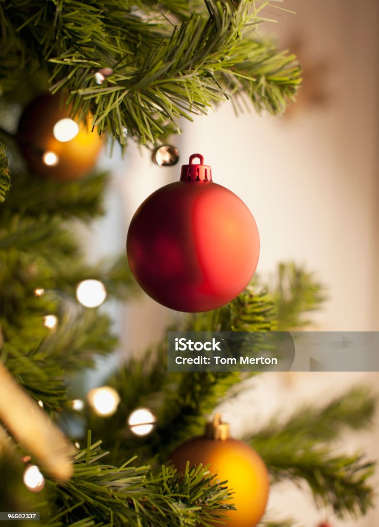 Nahaufnahme von Weihnachtsschmuck auf Baum - Lizenzfrei Weihnachtsbaum Stock-Foto