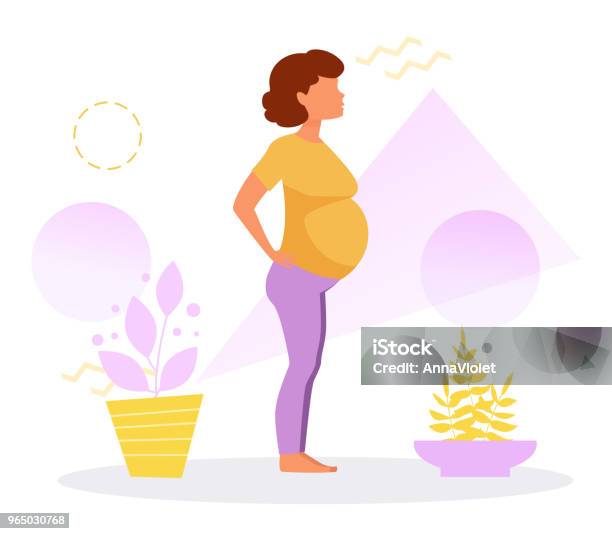 Pregnant Woman 9 Month Stock Illustration - Download Image Now - Clip - Office Supply, Pregnant, Women