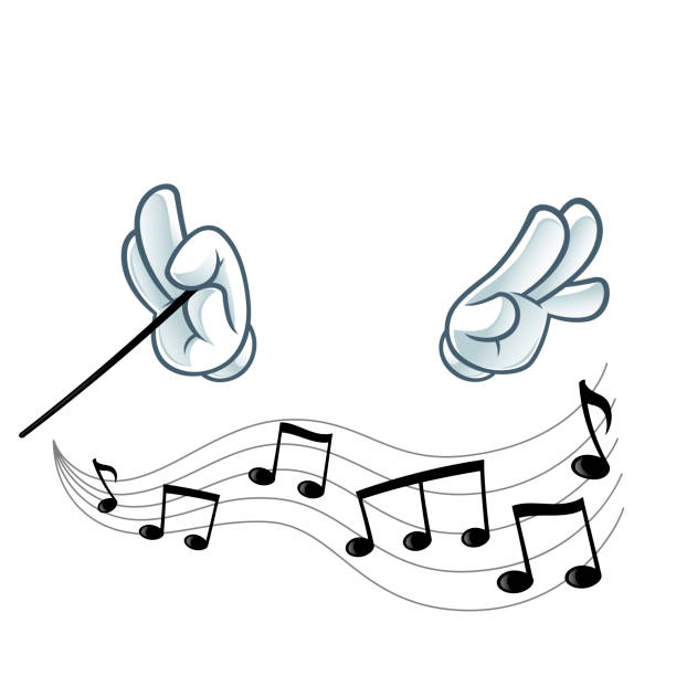 Hands of conductor Hands of a conductor, drawn in cartoon style conductor baton stock illustrations