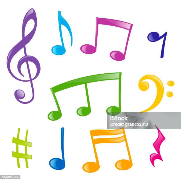 Set Of Musical Signs Stock Illustration - Download Image Now - Musical Note, Multi Colored, Music