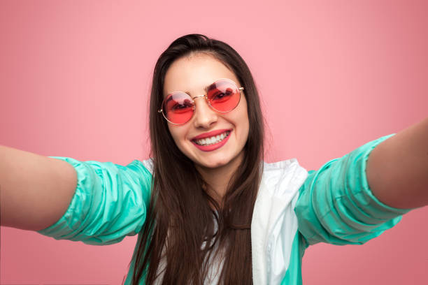 istock Stylish cool girl taking selfie 965048818