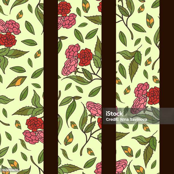 Vintage Hand Drawn Beautiful Flowers Classic Design With Retro Style Background Seamless Pattern Vector Stock Illustration - Download Image Now