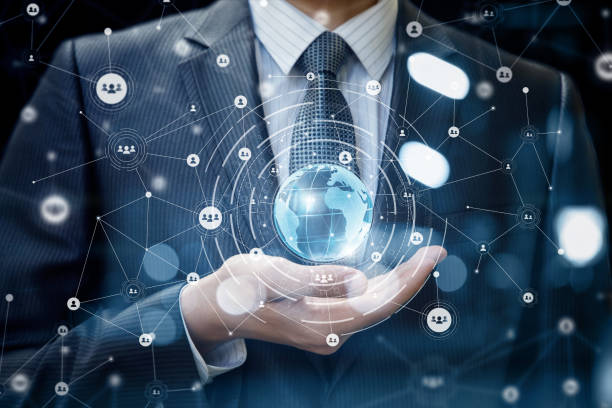 istock Technologies connecting the world in hand businessman . 965059184