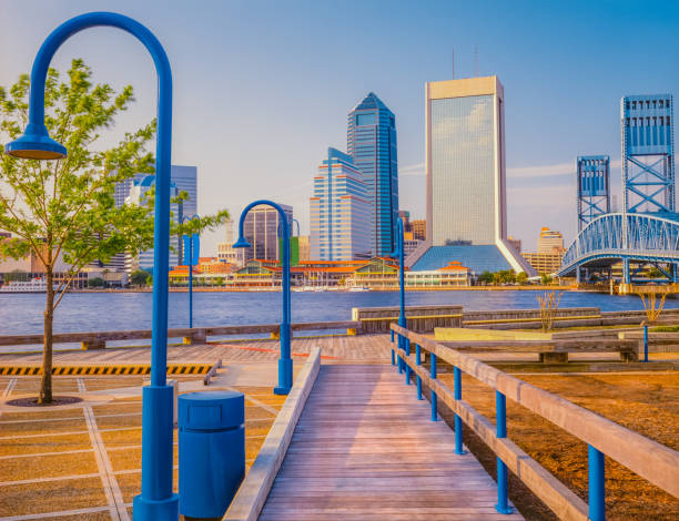 Boardwalk leads to Jacksonville, Florida and wharf (P)