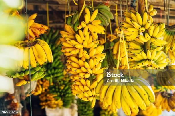 Open Air Fruit Market With Bananas Stock Photo - Download Image Now - Banana, Philippines, Market - Retail Space