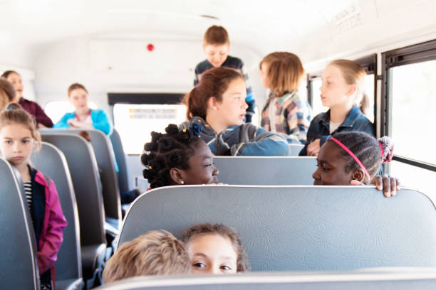 istock Students inside a school bus at the school's out 965063636