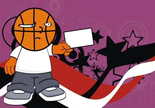 Vector illustration of little kid basketball head cartoon background