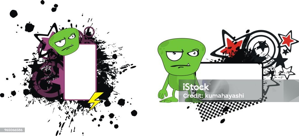 grumpy monster cartoon expression copyspace set monster cartoon expression copyspace set in vector format very easy to edit Abstract stock vector