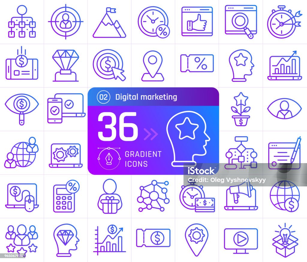 Digital marketing line icons set. Suitable for banner, mobile application, website. Digital Marketing stock vector