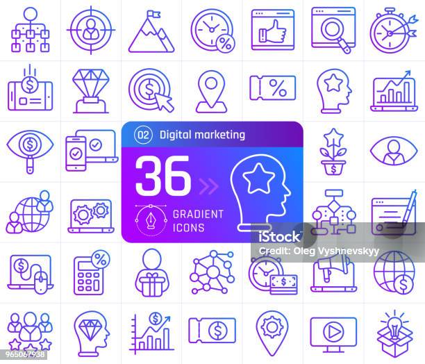 Digital Marketing Line Icons Set Suitable For Banner Mobile Application Website Stock Illustration - Download Image Now