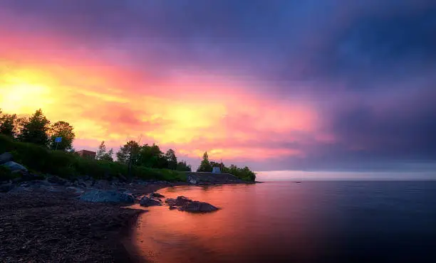 Cloudy day sunset at Canal Park, Duluth, Minnesota
