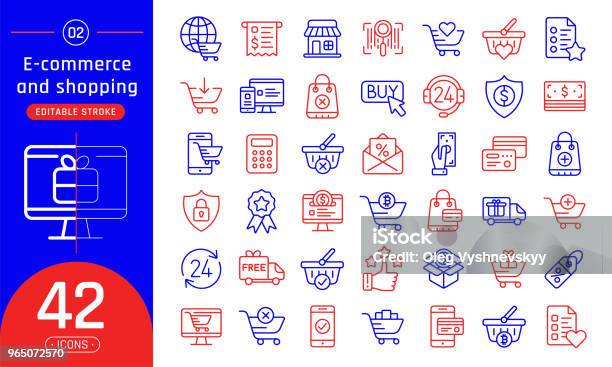 Online Shopping And Ecommerce Line Icons Set Suitable For Banner Mobile Application Website Editable Stroke Stock Illustration - Download Image Now