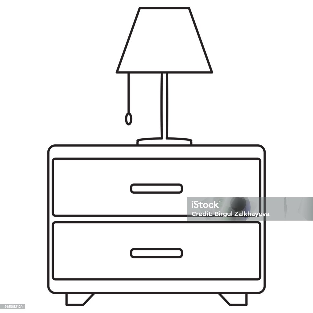 bedside drawer with lamp icon Apartment stock vector