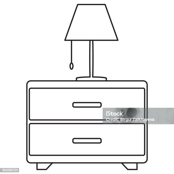 Bedside Drawer With Lamp Icon Stock Illustration - Download Image Now - Apartment, Azerbaijan, Bed - Furniture