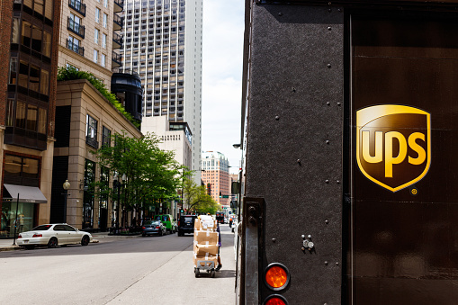 Chicago - Circa May 2018: United Parcel Service Delivery Truck. UPS is the World's Largest Package Delivery Company I