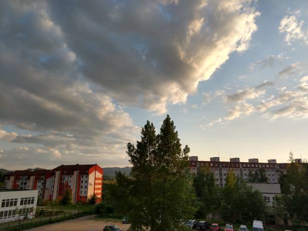 istock Sunrise and sunset over the hills and town. 965090694