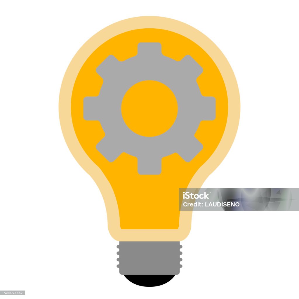 Isolated lightbulb icon Isolated lightbulb with a gear inside. Idea concept. Vector illustration design Art stock vector