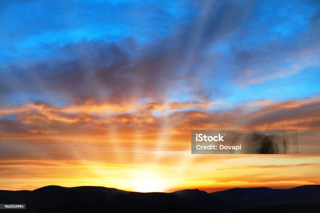 Land and dramatic sky Land with and dramatic colorful sky at sunset Abstract Stock Photo