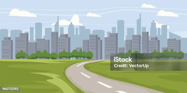 Cityscape Background Buildings Silhouette Cityscape Modern Architecture Urban Landscape Horizontal Banner With Megapolis Panorama Vector Illustration Stock Illustration - Download Image Now