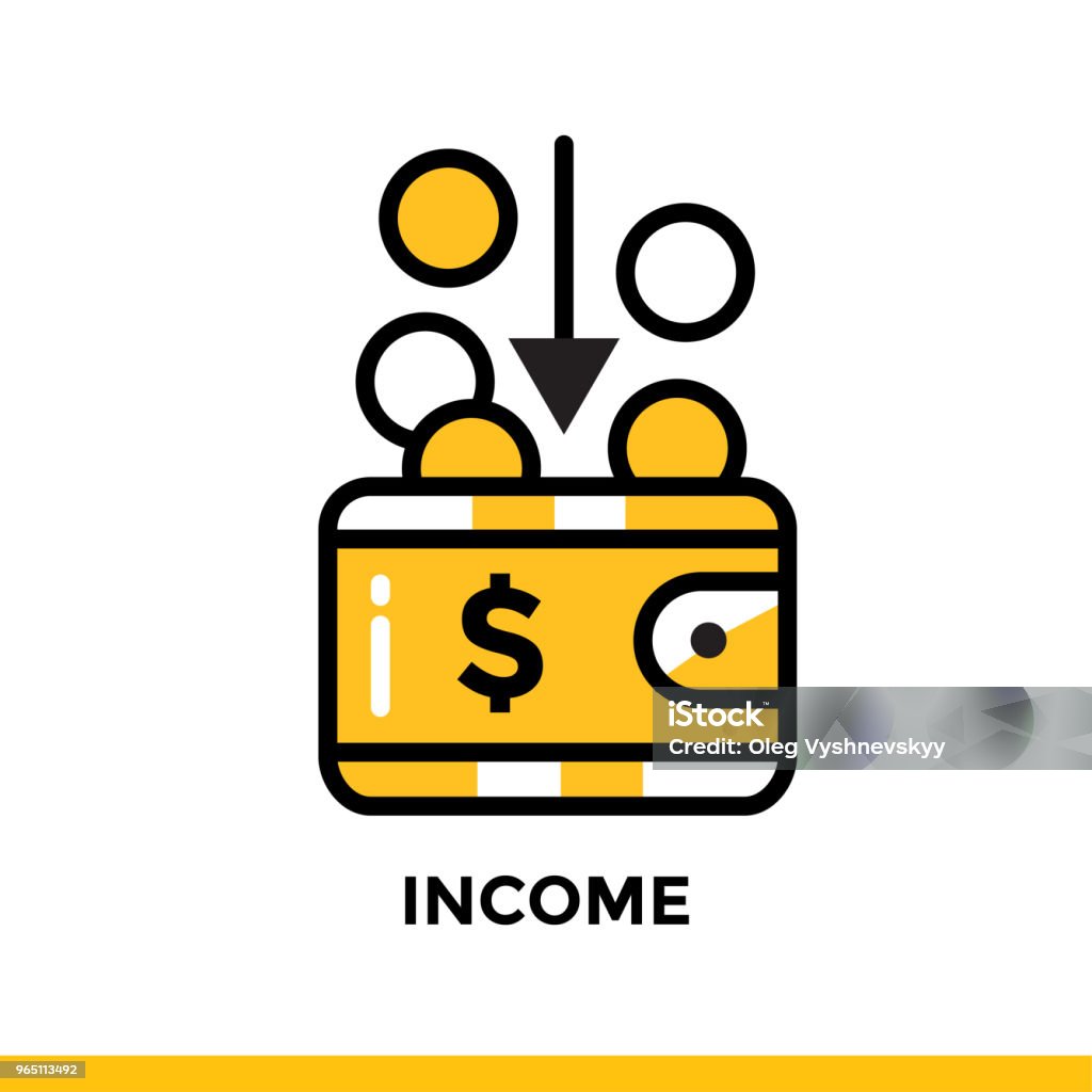 Linear icon INCOME of finance, banking. Pictogram in outline style. Suitable for mobile apps, websites and design templates Banking stock vector