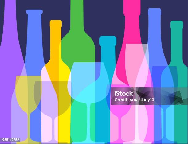 Wine Bottles And Wine Glasses Stock Illustration - Download Image Now - Alcohol - Drink, Brochure, Cabernet Sauvignon Grape