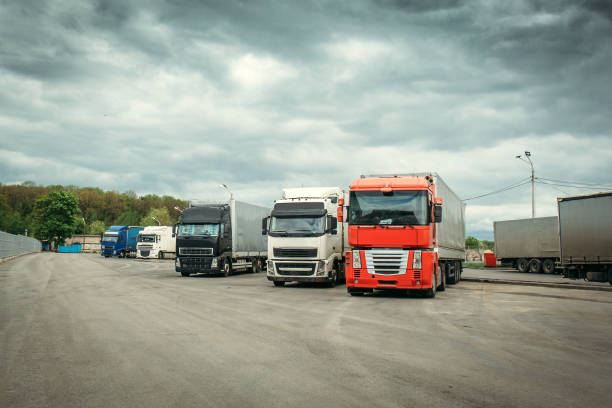 istock Logistic and transport concept, Container trucks for cargo delivery 965148422