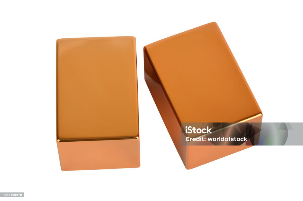 Gold bars with clipping path Block Shape Stock Photo