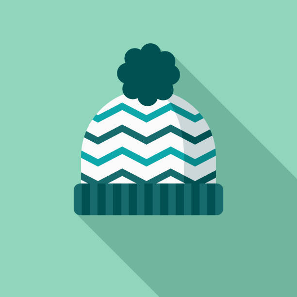 illustrazioni stock, clip art, cartoni animati e icone di tendenza di icona invernale toque flat design con ombra laterale - knit hat