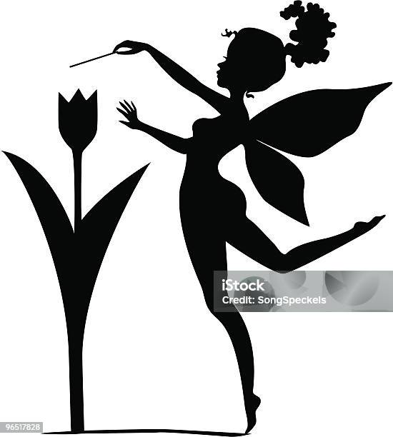 Fairy With Tulip Stock Illustration - Download Image Now - Fairy, Animal Body Part, Animal Wing