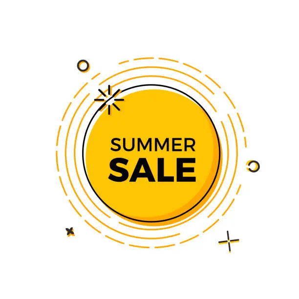 Vector illustration of Summer sale design with the sun for print, web design and banners. Vector design