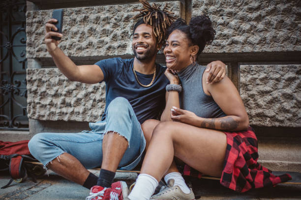 istock Making selfie on city street 965204394