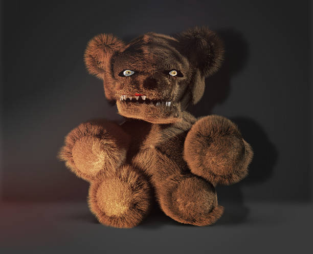 mostro demone horror malvagio orsacchiotto 3d rendering - horror monster spooky movie foto e immagini stock