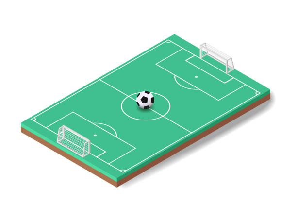 istock Vector illustration isometric soocer ball on sport football field 965210156