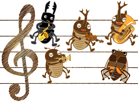 Insect Music Notes Music Insect Stock Illustration - Download Image Now - Accordion ...