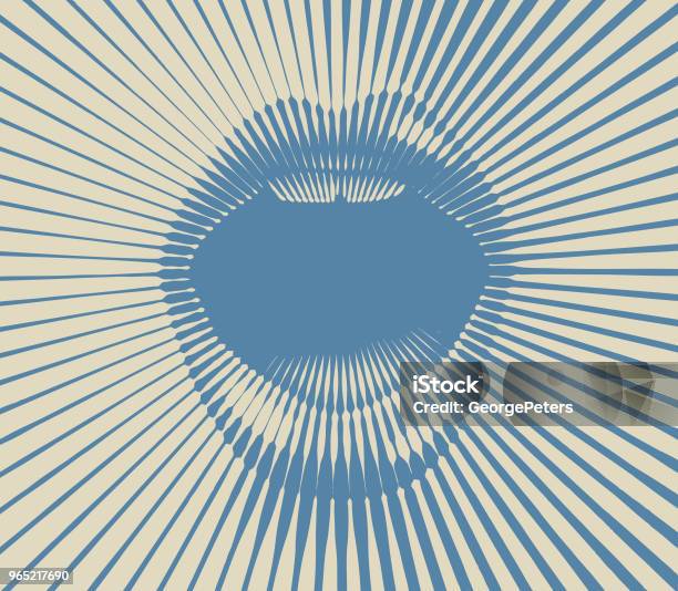 Retro Style Mouth With Half Tone Pattern Sunbeams Stock Illustration - Download Image Now - Talking, Mouth, Voice